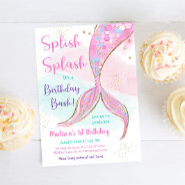 Invitación Cumpleaños Púrpura de Sirena