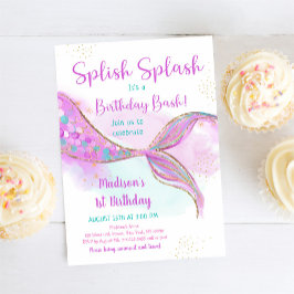 Invitación Cumpleaños Púrpura de Sirena