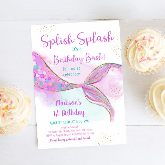 Invitación Cumpleaños Púrpura de Sirena (Subido por el creador)