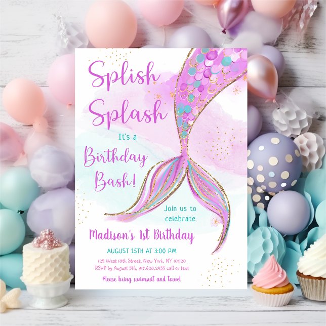 Invitación Cumpleaños Púrpura de Sirena (Subido por el creador)