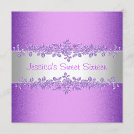 Invitación Cumpleaños púrpura elegante del dulce dieciséis de