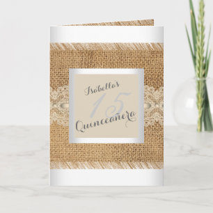 Invitación Cumpleaños Quinceañera 15 años fiesta encaje beige