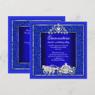 Invitación Cumpleaños Quinceañera Carruaje de Caballo Azul Re