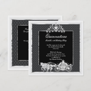 Invitación Cumpleaños Quinceañera Carruaje de Caballo Negro P