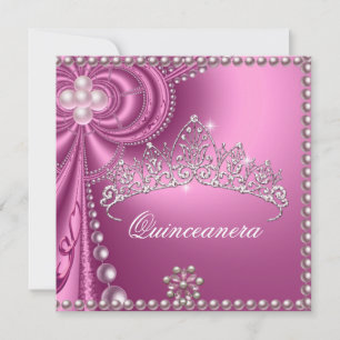 Invitación Cumpleaños Quinceañera Fiesta Rosa Perla Blanca