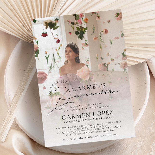 Invitación Cumpleaños Quinceañera Foto Moderno y Tendencioso (Subido por el creador)