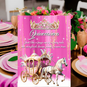 Invitación Cumpleaños Quinceañera Rosa Dorado Plateado Carrua