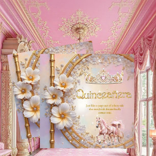 Invitación Cumpleaños Quinceañera Rosa Lila Diamante Oro Caba