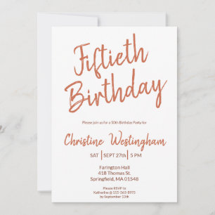 Invitación Cumpleaños Quincuagésimo Tipografía Rústica Boho 5