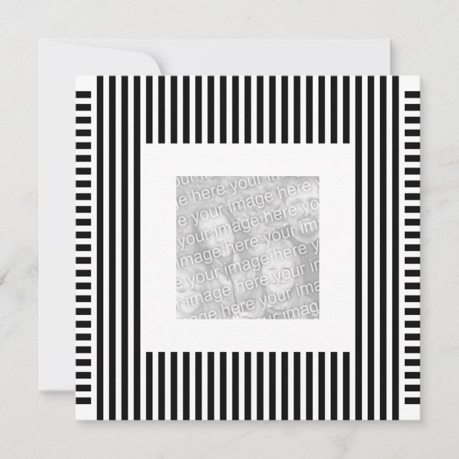 Invitación Cumpleaños Raya Negro Blanco Foto (Anverso)