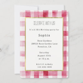 Invitación Cumpleaños Rayas Blancas Rosadas