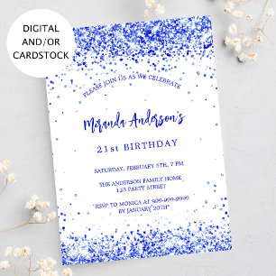Invitación Cumpleaños real azul blanco elegante