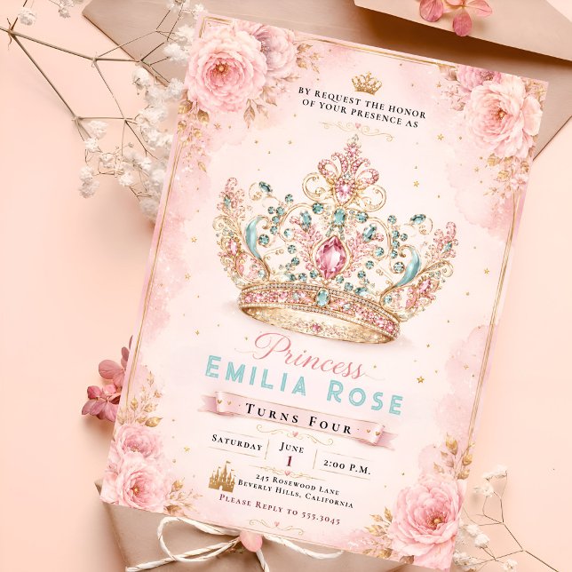 Invitación Cumpleaños Real Floral Rosa (Subido por el creador)