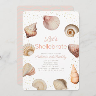 Invitación Cumpleaños realista de Shellebrate Seashell