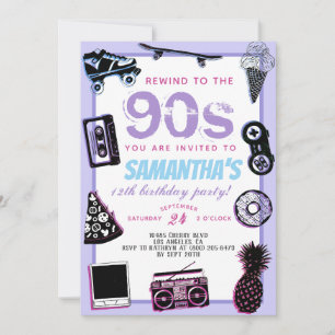 Invitación Cumpleaños Rebobinar a los 90