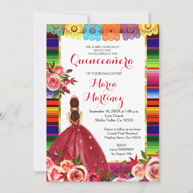 Invitación Cumpleaños Red Quinceañera (Anverso)