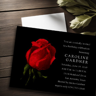 Invitación Cumpleaños Red Rose Bud