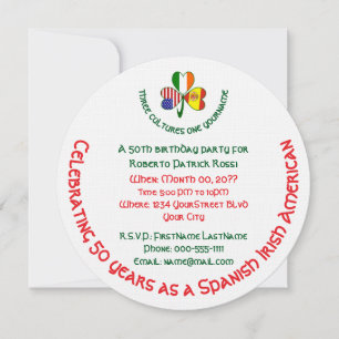 Invitación Cumpleaños redondo de trébol España, Irlanda, EE.