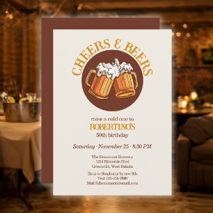 Invitación Cumpleaños Retro 50 de Cheers y Cervezas para Homb