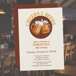 Invitación Cumpleaños Retro 60 de Cheers y Cervezas para Homb