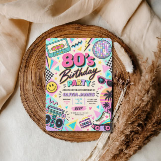 Invitación Cumpleaños Retro 80
