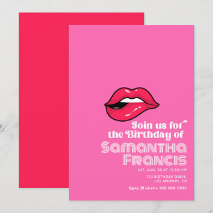 Invitación Cumpleaños Retro Arte Pop Rosa Intenso 