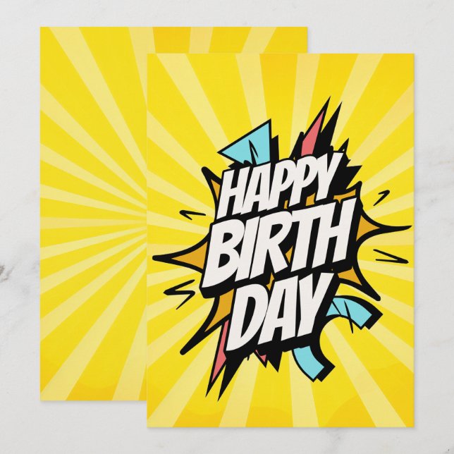 Invitación ¡Cumpleaños Retro Cómic! (Anverso / Reverso)