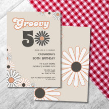 Cumpleaños Retro Daisy Boho Terracotta Natural 50