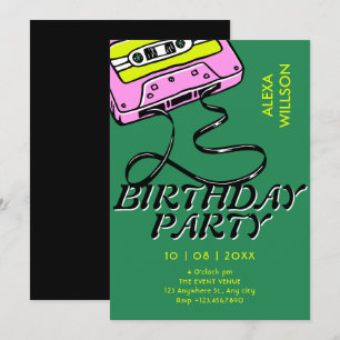 Invitación Cumpleaños retro de cassette