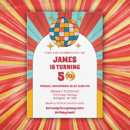 Invitación Cumpleaños Retro de los 60 50 60 70 Adulto Groovy