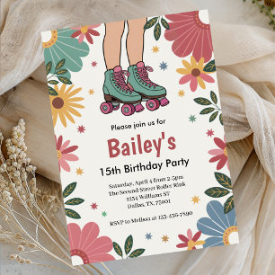 Invitación Cumpleaños Retro de Patinaje sobre Ruedas
