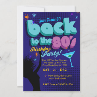 Invitación Cumpleaños retro de vuelta a los años 80