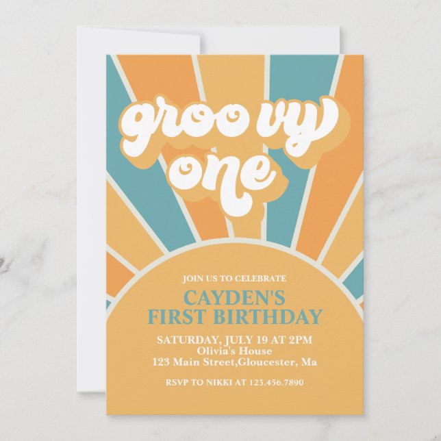 Invitación Cumpleaños Retro Divertido Uno (Anverso)