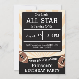 Invitación Cumpleaños Retro Football All Star 1º