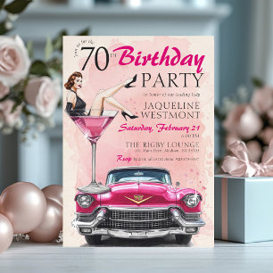 Invitación Cumpleaños Retro Glamuroso de Hollywood Rosa de lo