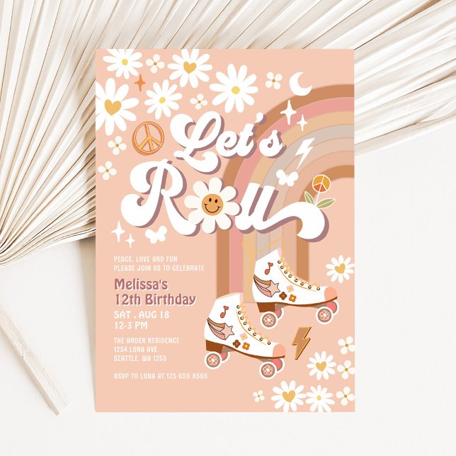 Invitación Cumpleaños Retro Groovy Beige CUALQUIER EDAD Vamos (Subido por el creador)