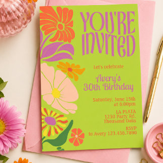 Invitación Cumpleaños Retro Groovy | Cumpleaños Retro Groovy