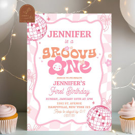 Invitación Cumpleaños Retro Groovy Uno
