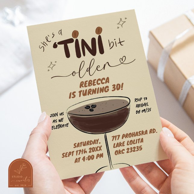 Invitación Cumpleaños Retro Ilustrado Espresso Martini (Subido por el creador)