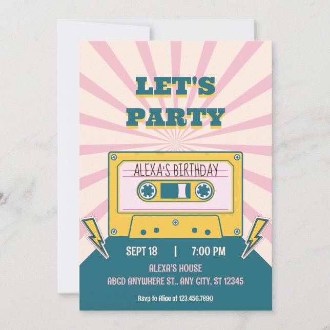 Invitación Cumpleaños Retro Moderno (Anverso)