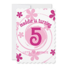 Cumpleaños Retro Rosa Moderno Flor Femenino Cualqu