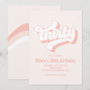 Invitación Cumpleaños Retro Treinta rosa