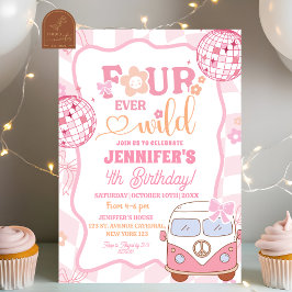 Invitación Cumpleaños Retro Van Fourever Salvaje Groovy