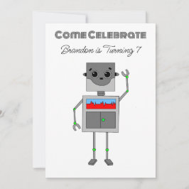 Invitación Cumpleaños Robot Personalizado para Niño