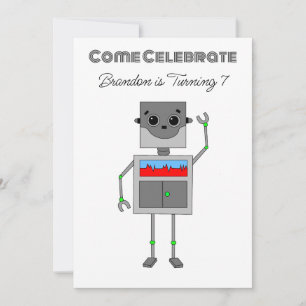 Invitación Cumpleaños Robot Personalizado para Niño