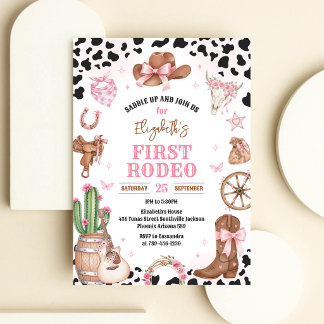 Invitación Cumpleaños Rodeo Salvaje del Oeste Vaquera 1