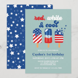 Invitación Cumpleaños Rojo Blanco y Azul del 4 de Julio