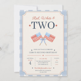 Invitación Cumpleaños Rojo Blanco y DOS Patriótico 2do Cumple