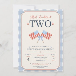 Invitación Cumpleaños Rojo Blanco y DOS Patriótico 2do Cumple