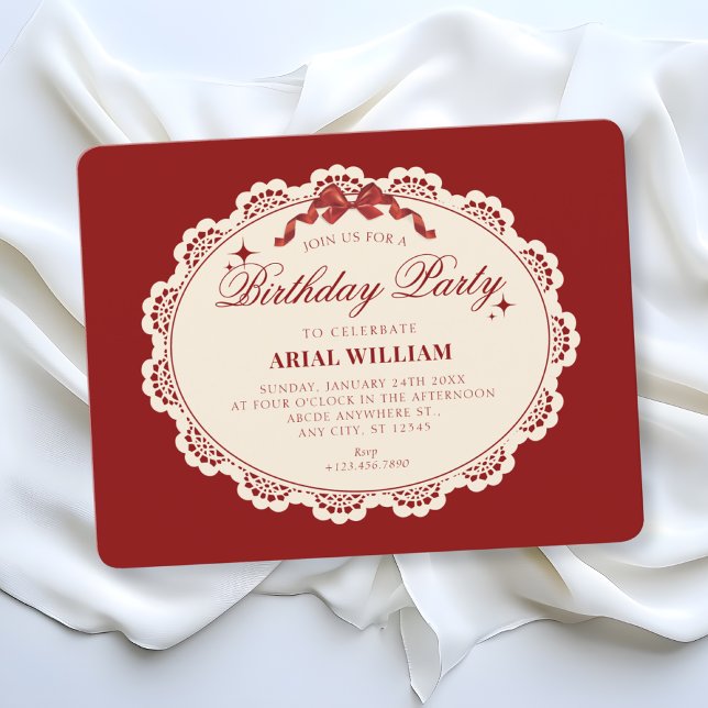 Invitación Cumpleaños rojo vintage (Subido por el creador)